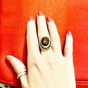 Beautiful Smoky Topaz Gemstone Ring 925